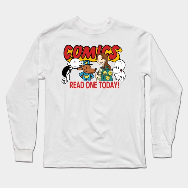 Comics Read One Today (Kids Edition) Long Sleeve T-Shirt by dumb stuff, fun stuff